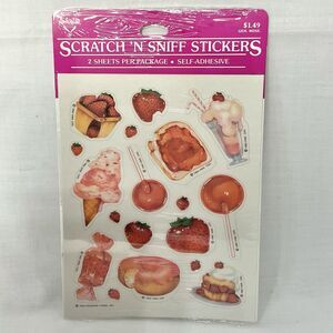 Vntg Hallmark Stickers Scratch & Sniff Strawberry Deserts 1983 New Ambassador